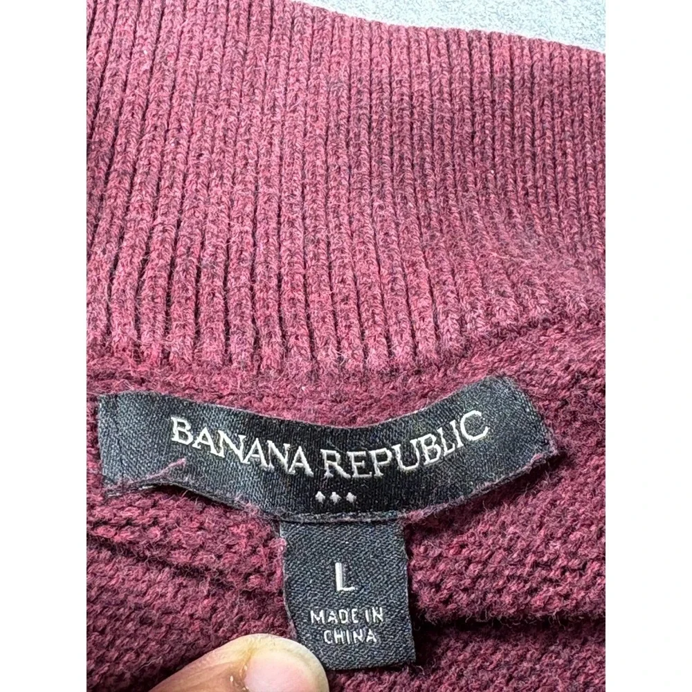 Banana Republic Burgundy Mock‎ Neck Button Pocket Sweater Men's Large